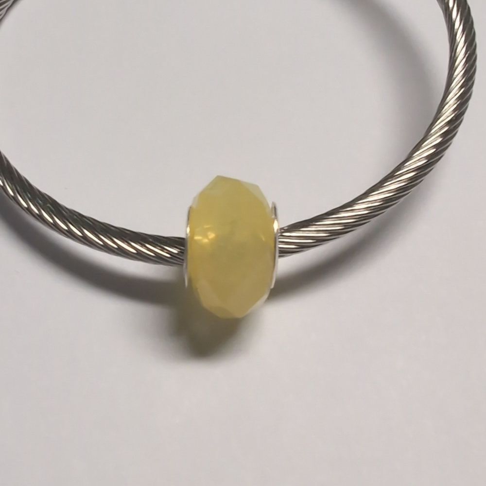 Yellow Faceted Charm for Pandora Style Bracelet‎